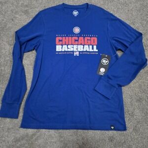 Chicago Cubs Baseball Shirt Mens‎ Navy Blue Long Sleeve Wrigley 47 Size M